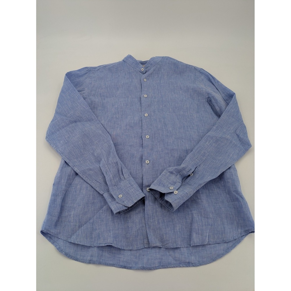 LA‎ BOTTEGA DEGLI INTRECCI "GLI ECOLOGICI" BLUE LINEN SHIRT SIZE XXL